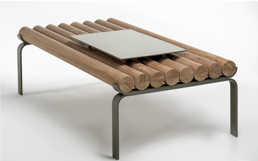 Round log center table